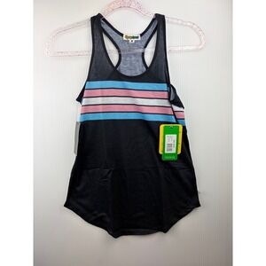Tipsy Elves Tank Top Trans Pride Flag Stripe Racerback Black Small Streetwear
